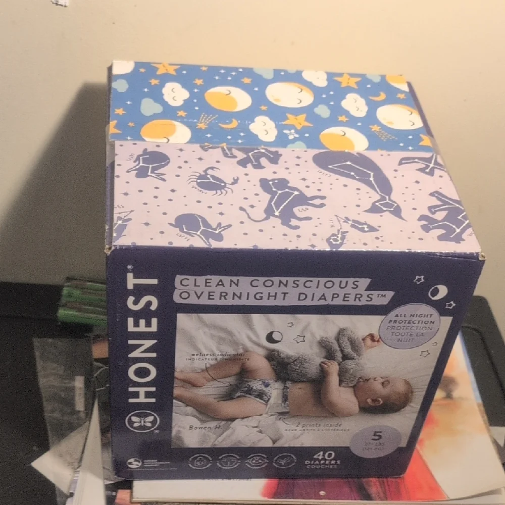 Honest Company Size 5 Overnight Diapers Sensitive Skin 40 Count Hypoallergenic